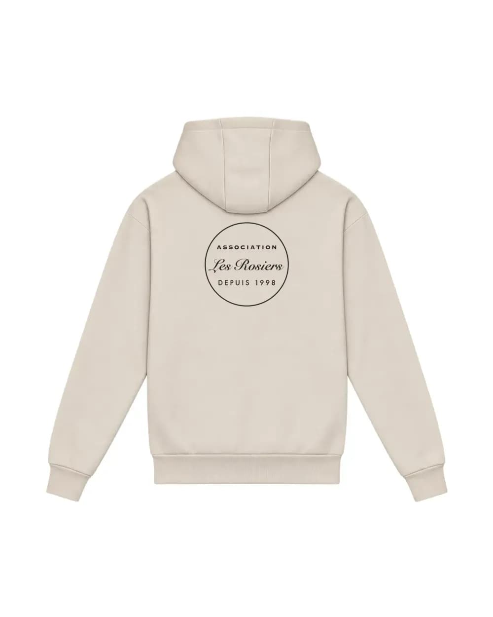 Hoodie pierre personnalisé, l’écusson d’une association imprimé dans le dos