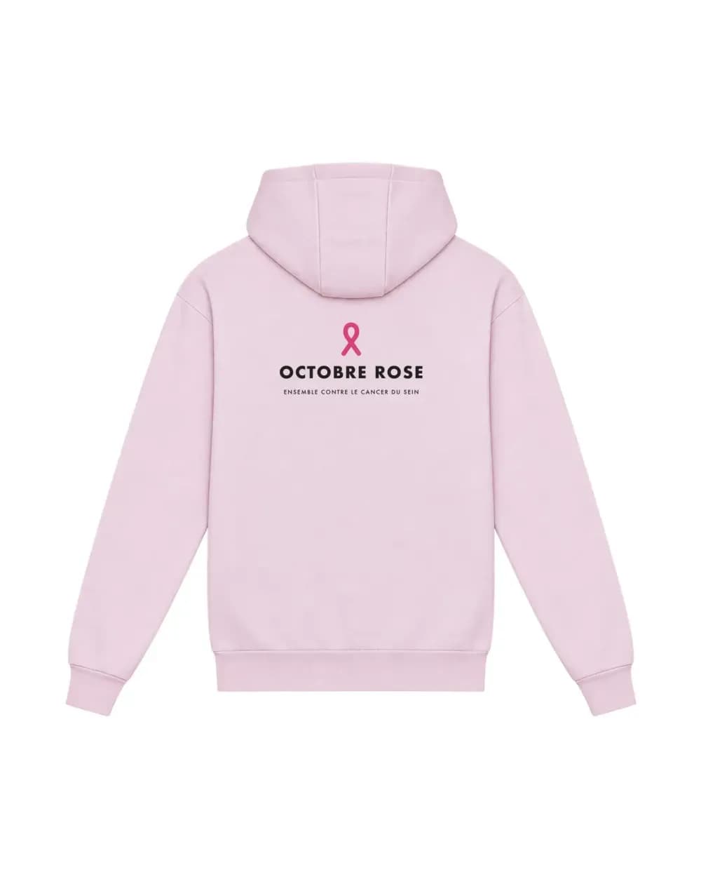 Hoodie rose pâle personnalisé, le ruban rose d’Octobre Rose imprimé dans le dos