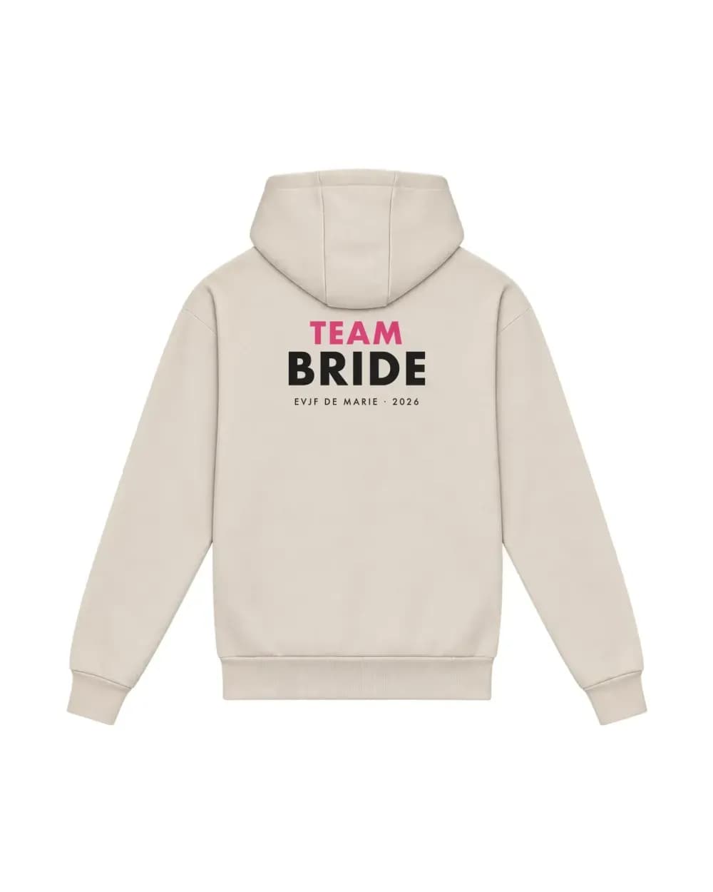 Hoodie pierre personnalisé, Team Bride pour un EVJF imprimé dans le dos