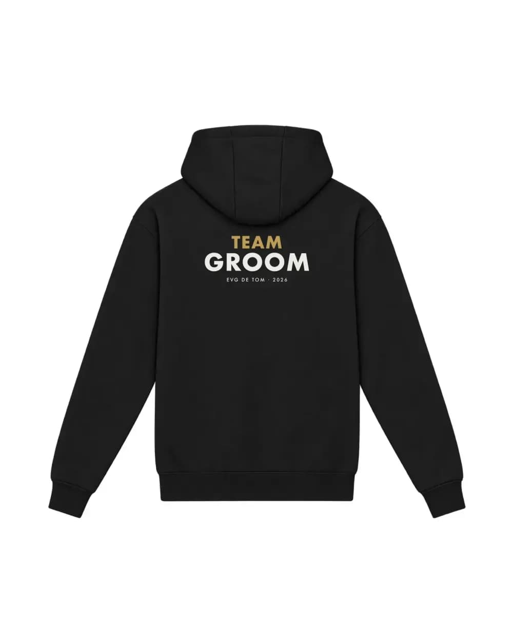 Hoodie noir personnalisé, Team Groom pour un EVG imprimé dans le dos