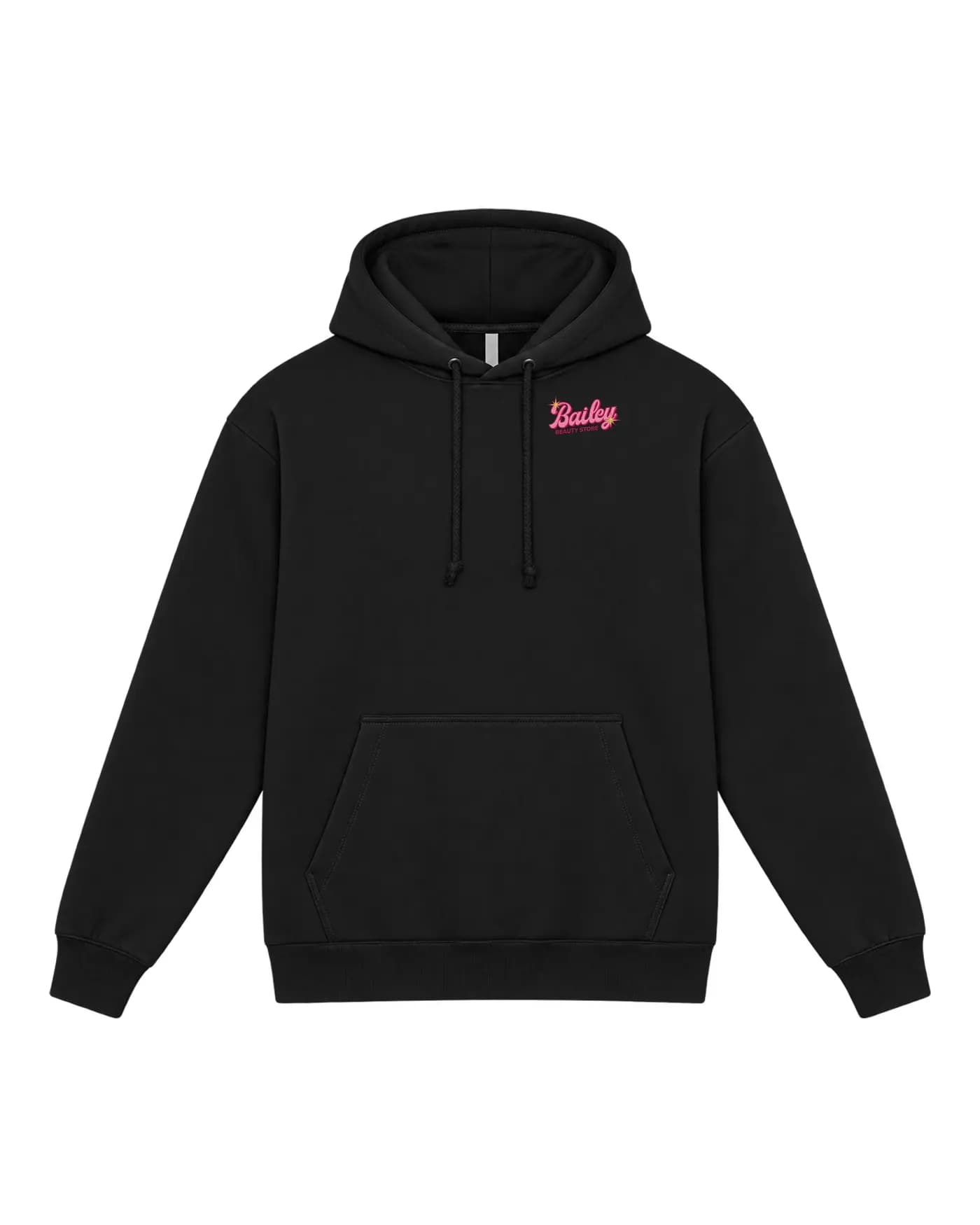 Hoodie noir d’équipe avec le logo d’une enseigne brodé côté cœur