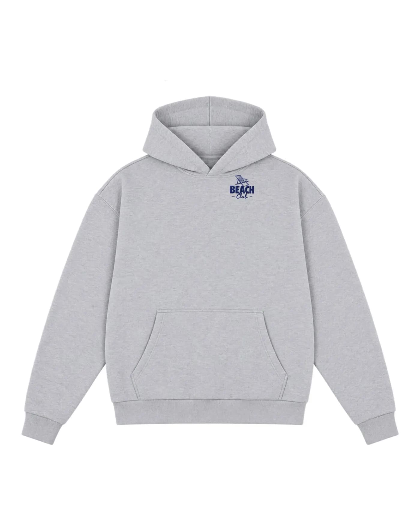 Hoodie gris avec un petit marquage brodé côté cœur, le terrain de la broderie