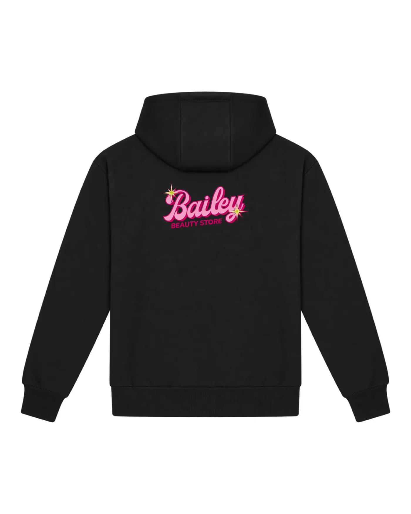 Hoodie noir avec un visuel imprimé en couleurs illimitées dans le dos
