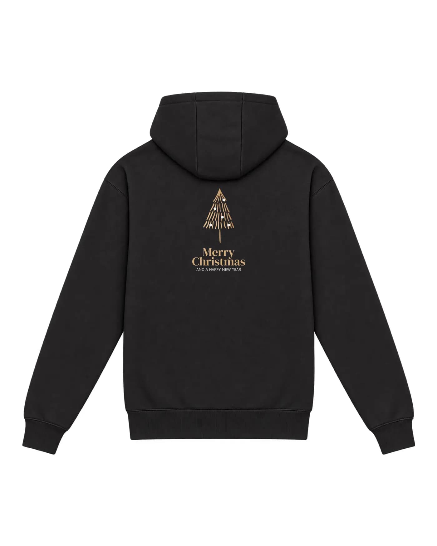 Hoodie noir avec un visuel à détails fins imprimé dans le dos