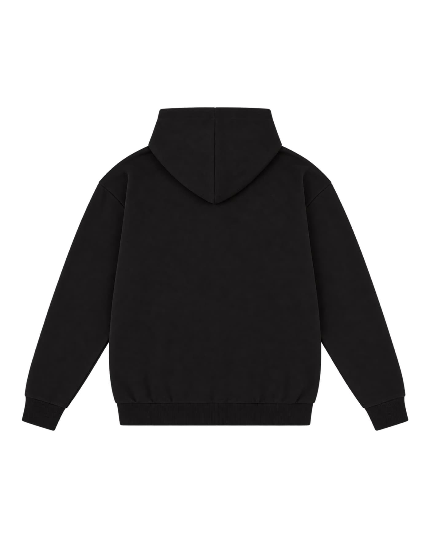 Hoodie personnalisé Élio noir, vue de dos, 80 % coton, 20 % polyester, 500 g/m²