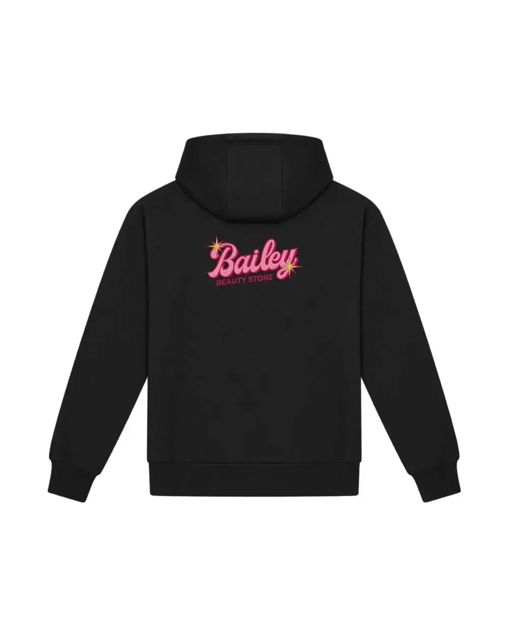 Hoodie noir personnalisé, le logo d’un institut de beauté brodé dans le dos