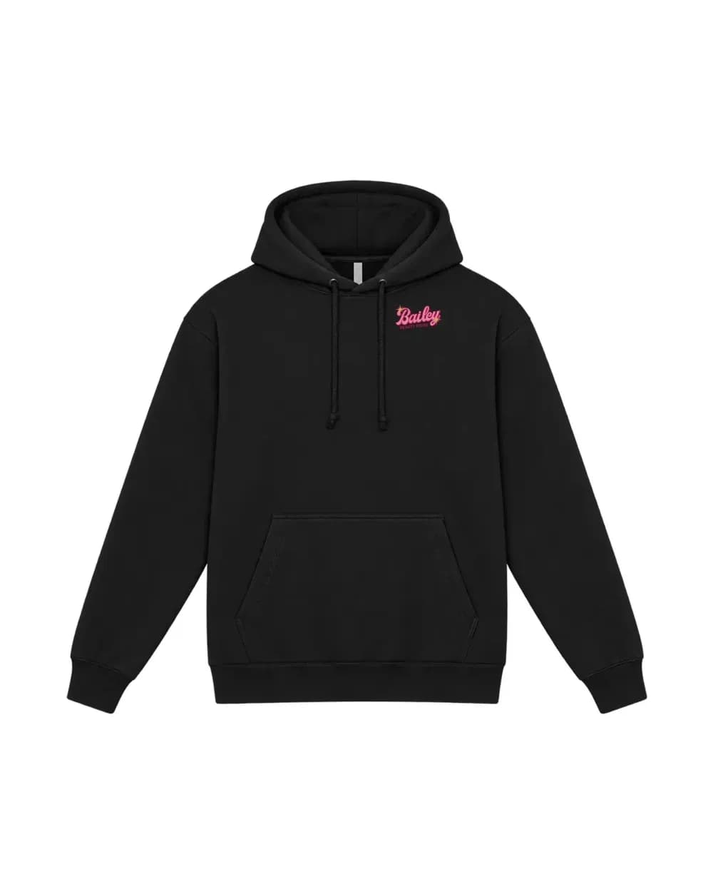 Hoodie d’équipe au logo brodé côté cœur, porté au bureau