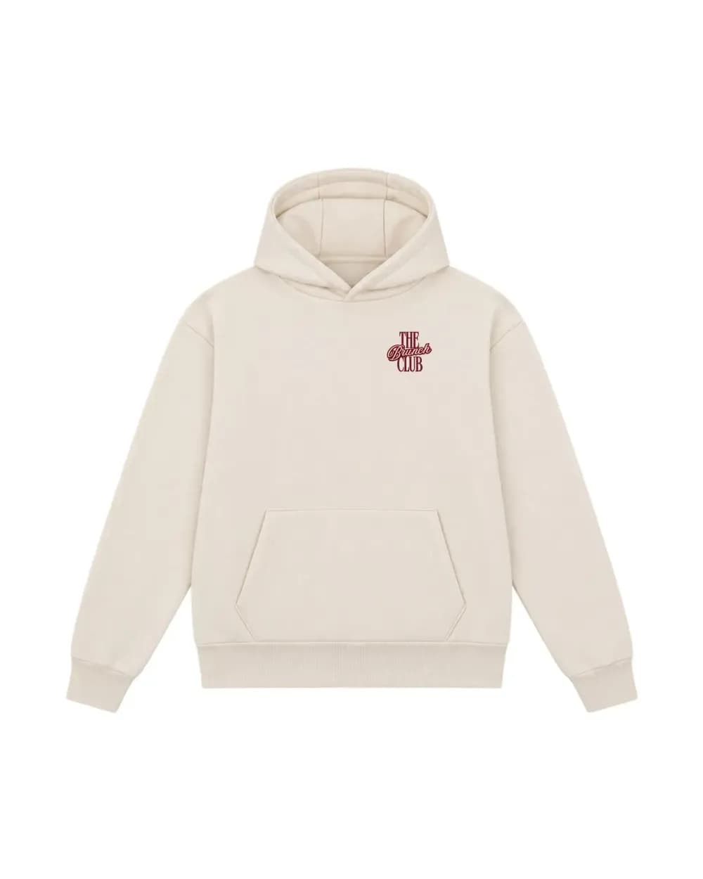 Hoodie vanille personnalisé, le logo d’un brunch club brodé côté cœur