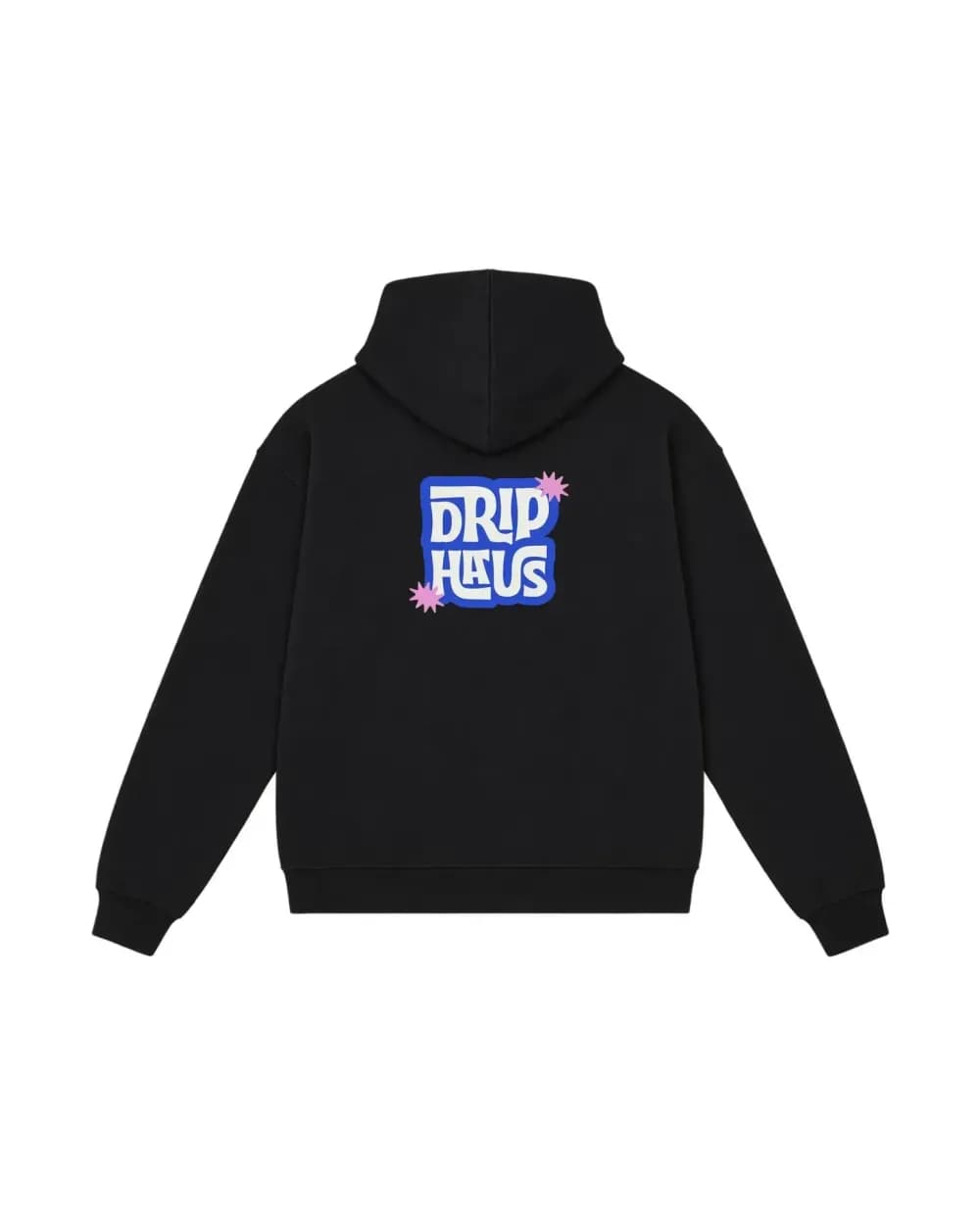 Visuel couleur imprimé comme une photo dans le dos d’un hoodie noir