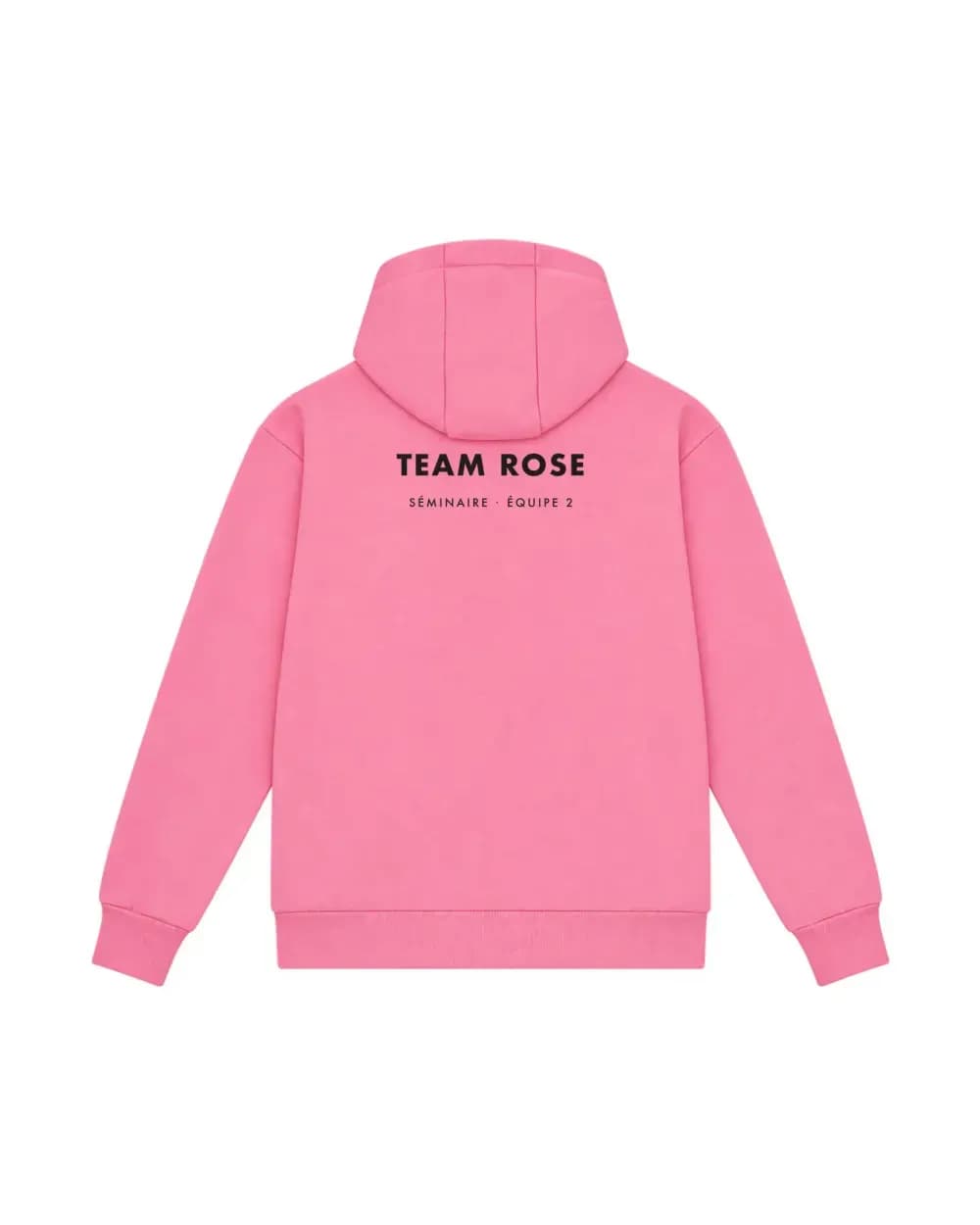 Hoodie de team building personnalisé rose, même visuel pour une seconde équipe