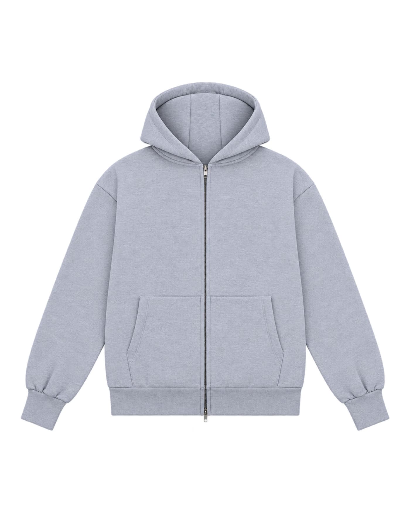 Hoodie zippé Simon à personnaliser, coupe ample, 440 g/m², coloris gris chiné
